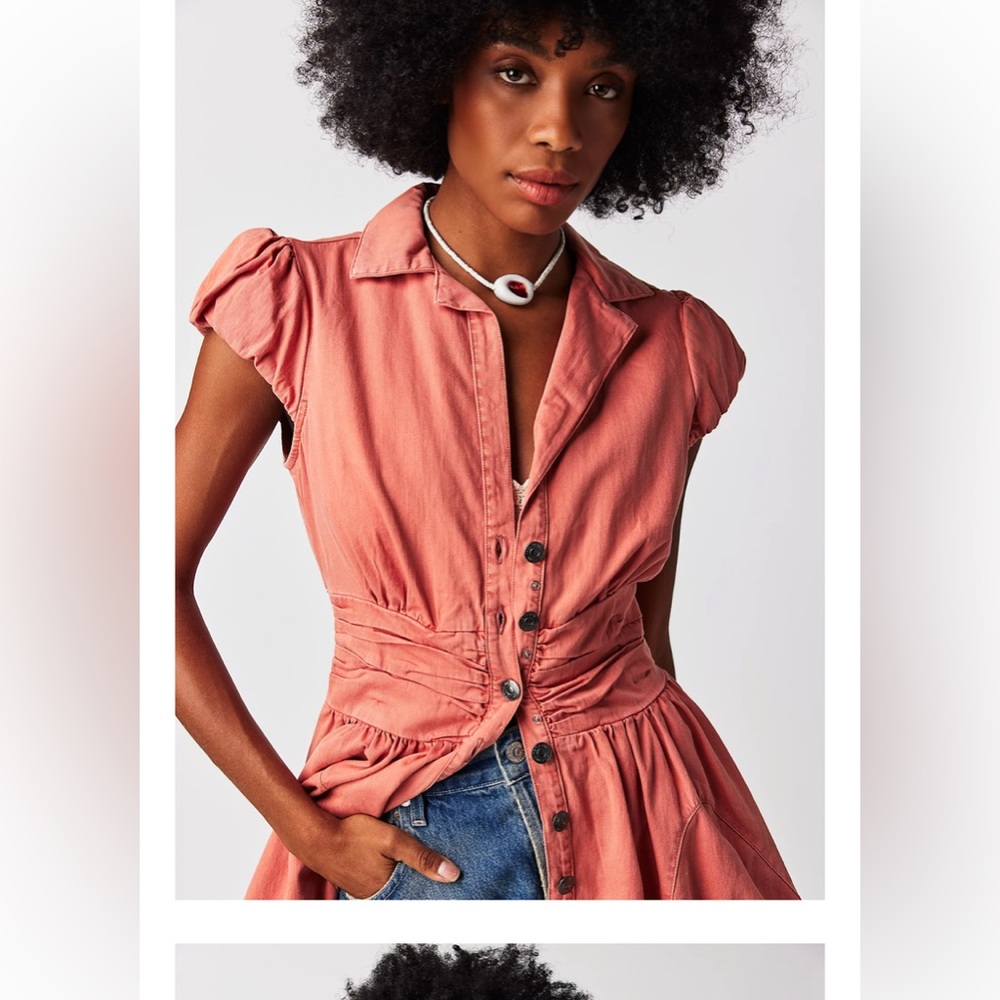 Free People CHESTER MINI DRESS IN LIGHTEST ROSE - Picture 12 of 14